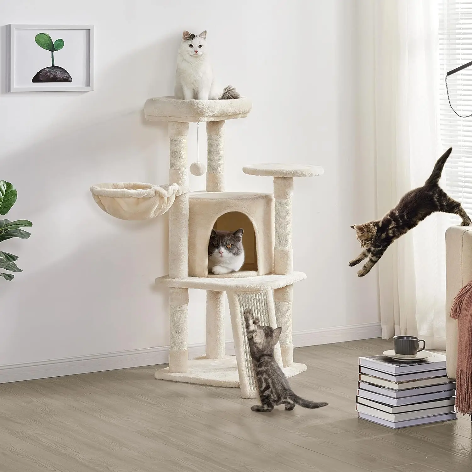 

Cat Tree, Multi-Level Cat Tower with Condo & Scratching Posts for Indoor Cats, Cat Activity Center with Soft Perch