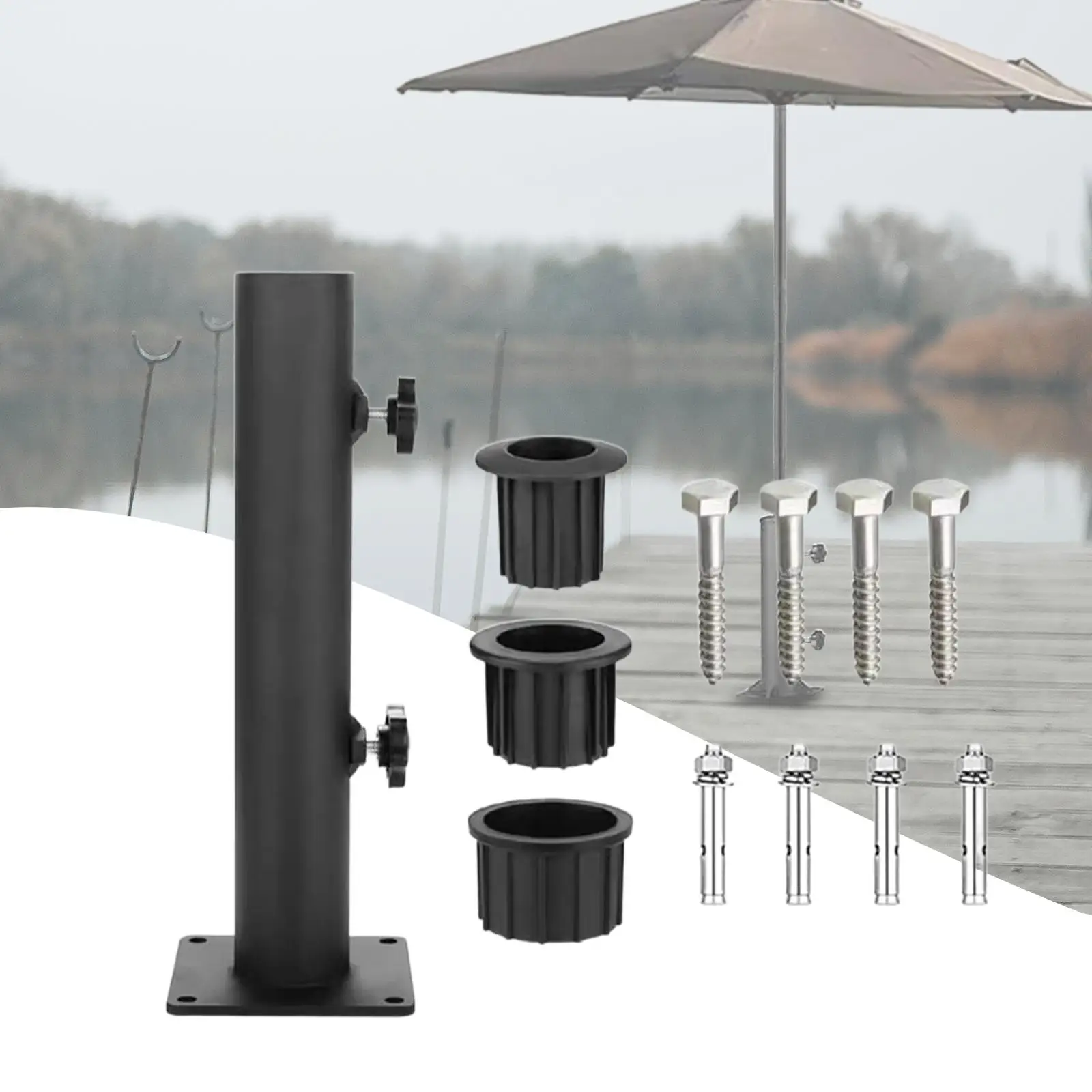 

Patio Umbrella Stand Iron Adjustable Parasol Holder Flag Pole Stake Holder for Courtyard Deck Patio Table Outdoor Terrace