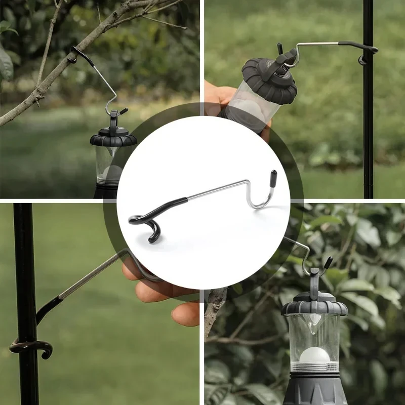 Edelstahl-Lampenständerhalterung, tragbarer Zeltstangen-Lampenhaken für Jagd, Angeln, Laterne, Outdoor-Camping-Ausrüstung, Werkzeug – Detail 6