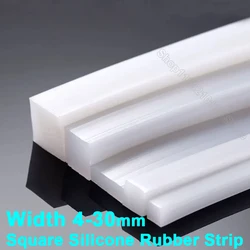 1Meter White Silicone Rubber Strip Rectangular Anti Oil High Temperature Seal Gasket Rubber Square Weatherstrip Width 4-30mm