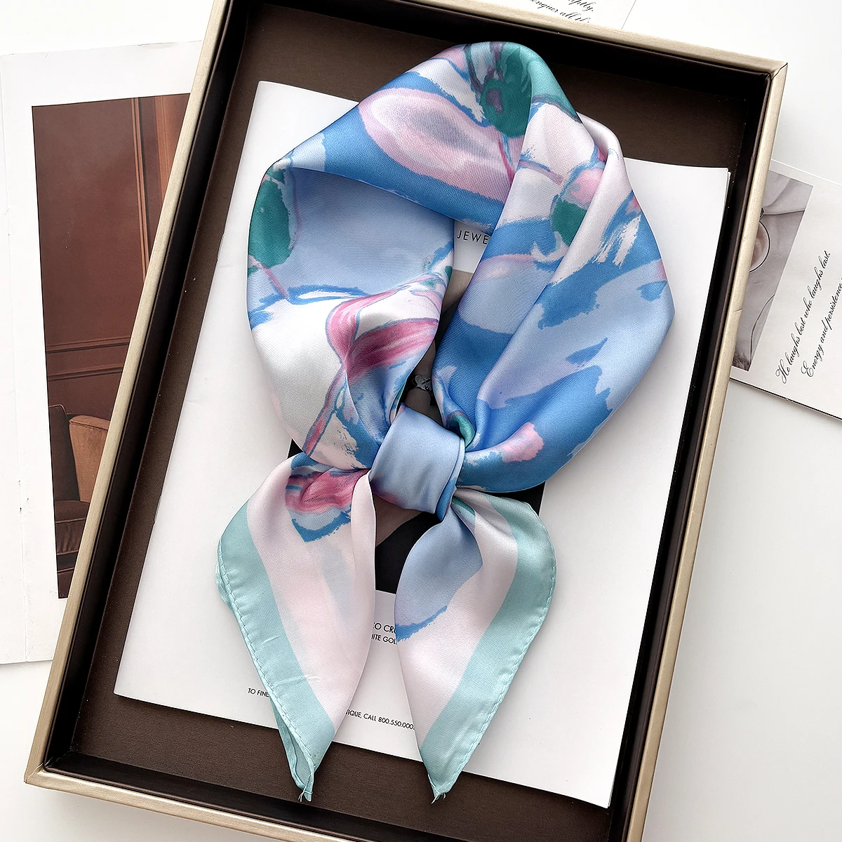 

Квадратные платки 70 см в стиле ретро с принтом, женские шарфы-фуляры, платки-бананы, женские хиджабы, мягкие атласные шейные платки