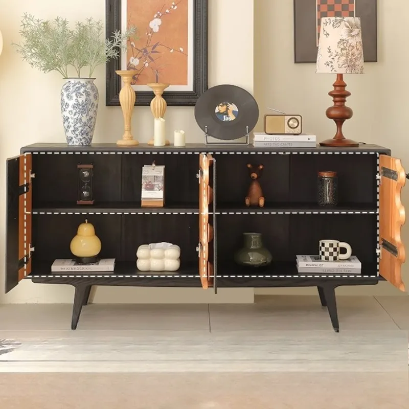 

French antique chest dining side cabinet retro side living room wall storage ash wood