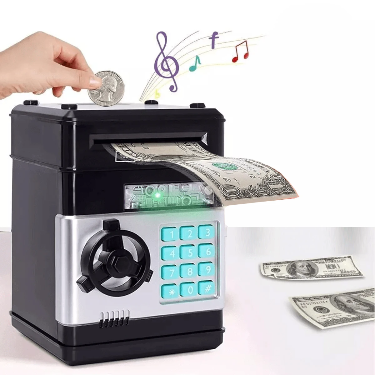 Electronic ATM Mini Bank Safe Money Box Bank Password Lock Cash Coin Kids Gift