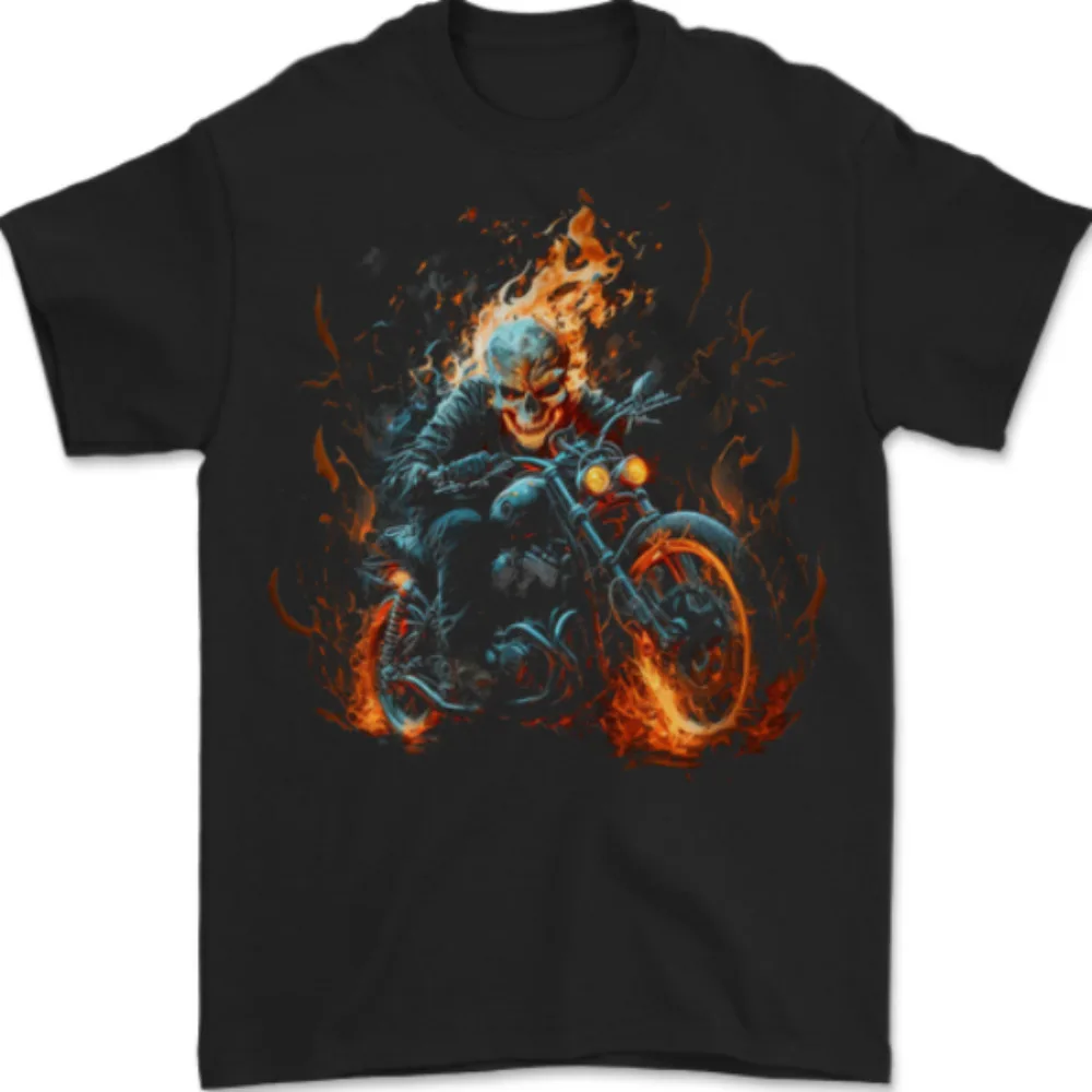 

Skull Biker Motorcycle Motorbike Grim Reaper 21 Mens T-Shirt 100% Cotton