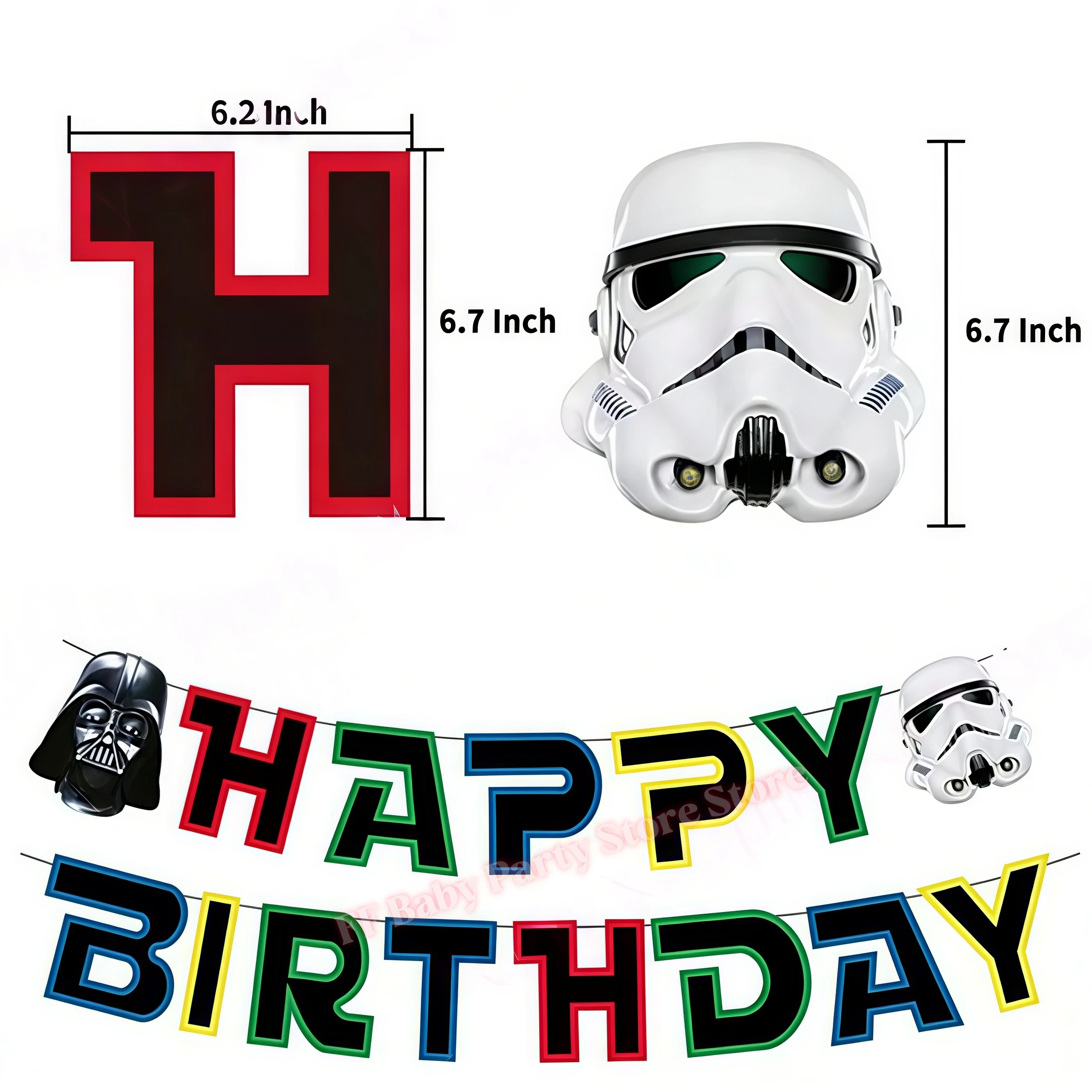 Star Wars Geburtstagsparty-Dekorationen Roboter-Tasse Teller Servietten Ballon Tischdecke für Jungen-Partys Baby-Shower-Zubehör Geschenk – Detail 11