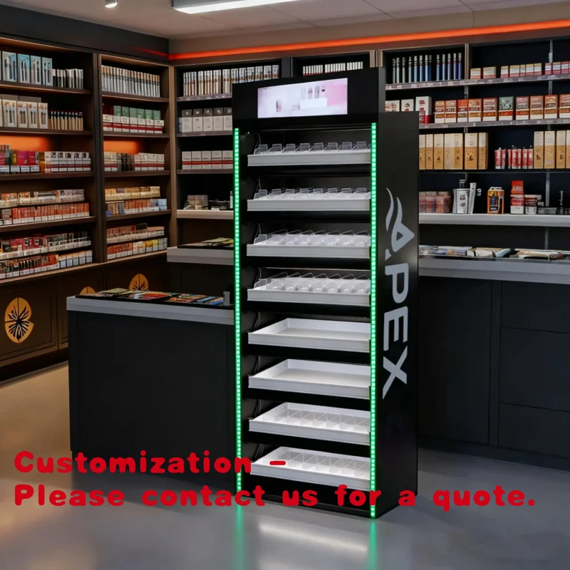 

Customize.APEX Tobacco Display Stand Pull-out Pusher Smoke Display Stand with LCD Screen