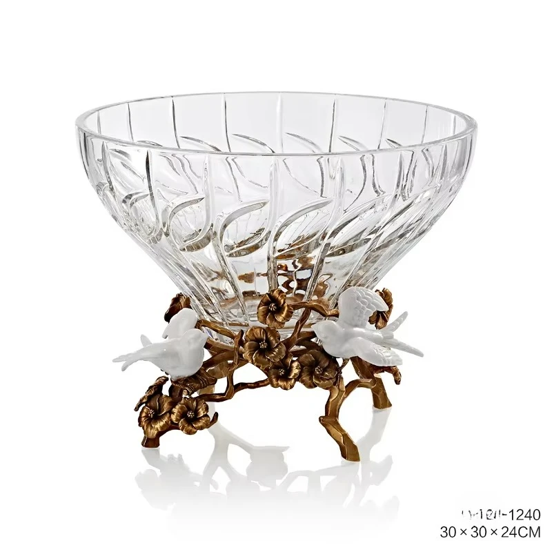 Luxury crystal glass fruit bowl latest design home decoration, wedding hotel and villa