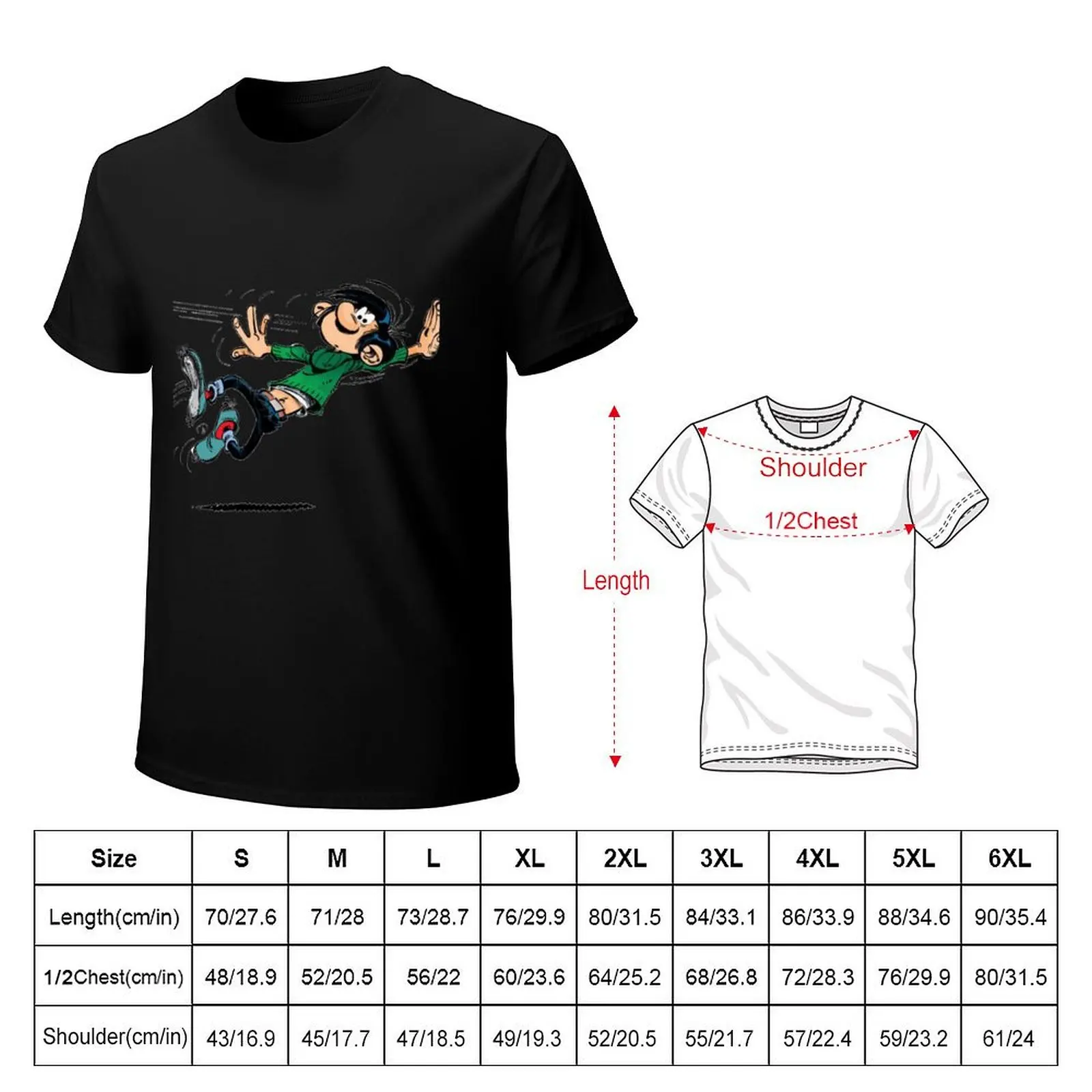 Gaston lagaffe T-Shirt Casual Soft Cotton Short Sleeve Tee
