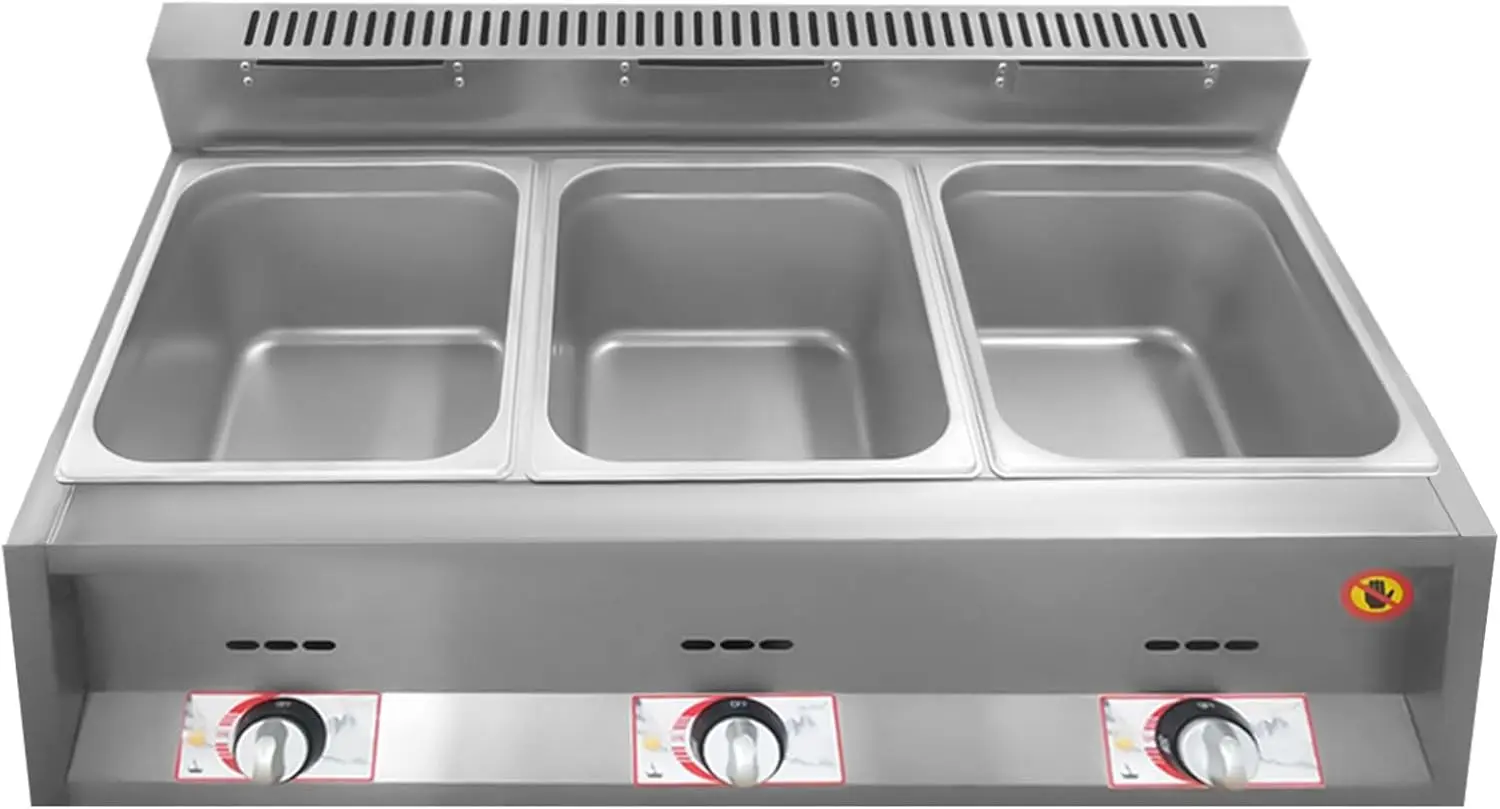 

Commercial Gas Deep Fryer, Countertop Stainless Steel Gas Fryer, 5.4QT/6L*3 Tank Frying Machine Oil Fryer with 3 Lids & Adjustab