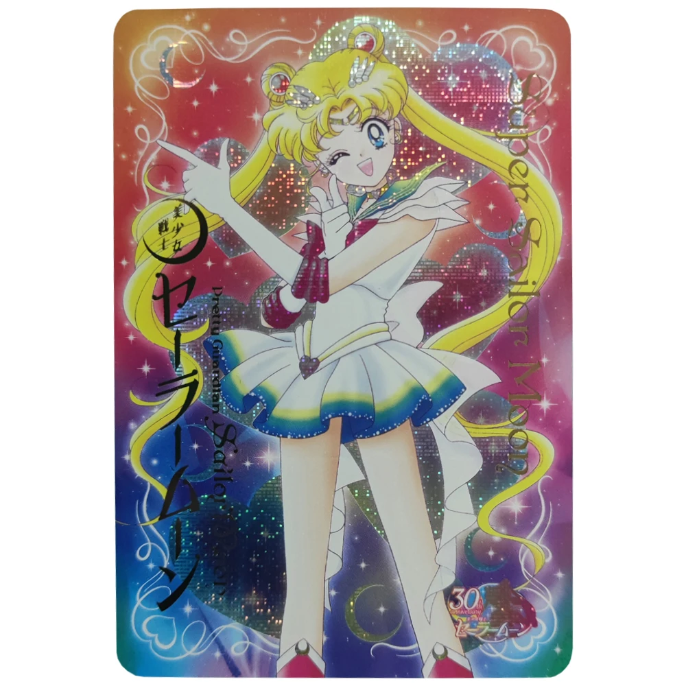 10Pcs/set Anime Girls Flash Card 30th Anniversary Tsukino Usagi Hino Rei Aino Minako Kawaii Gift Toys Game Anime Collection Card