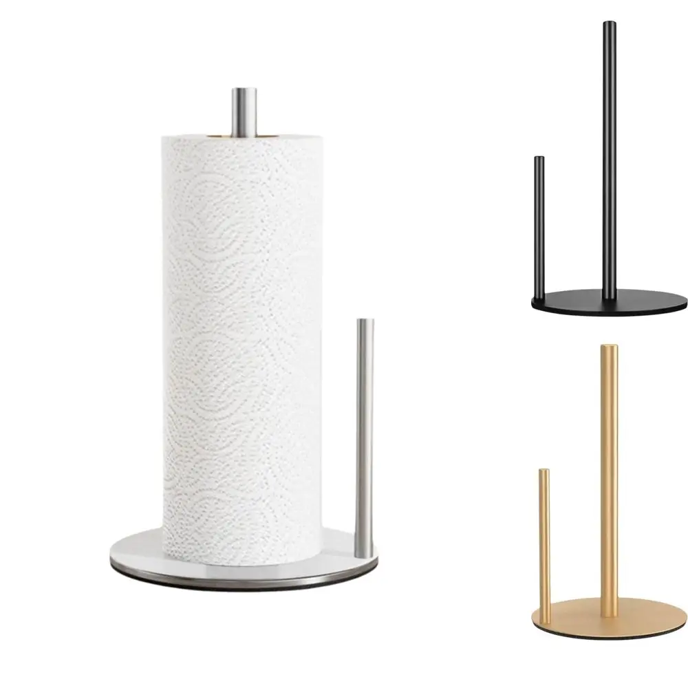 

Premium Stainless Steel Paper Towel Holder Weighted Base Vertical Design Kitchen Roll Dispenser Durable Construction