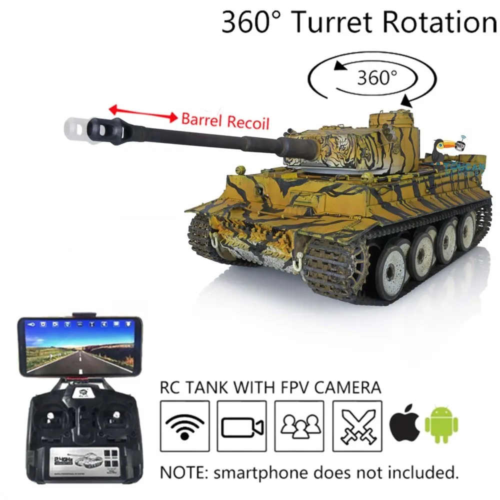 Carro Armato RC Heng Long Toys HL German Tiger I TK7.0 FPV 3818 Scala 1/16, Modellino da Collezione Radiocomandato, Veicolo Panzer TH20581