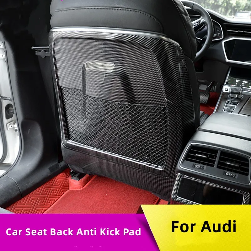 For Audi A4 2017-2023 A6 2019-2023 Q5 2018-2023 Car Seat Back Anti Kick Pad ABS Carbon Fiber Car Stickers 