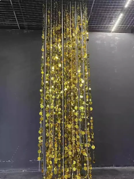 Wedding Backdrops Sequin Hanging, Gold Bead Curtain Pendant, Banquet Hall Stage Silver Background, Acrylic Ceiling Decoration