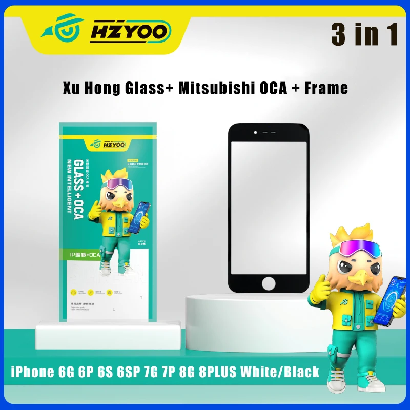 HZYOO 1:1 Touch Glass with OCA Frame Earpiece Anti Net for IPhone 6 6P 6S 6SP 7 7P 8 8P Polarized Glass Replacement Parts