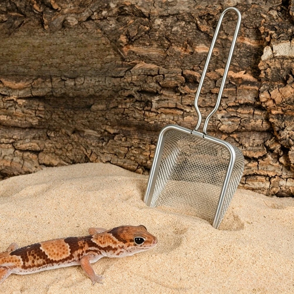Calcium Powder Reptile - ที่ตักทำความสะอาดตู้เลี้ยงสัตว์เลื้อยคลาน—ที่ตักทรายสแตนเลสออกแบบมาโดยเฉพาะสำหรับสัตว์เลื้อยคลาน—สำหรับทำความสะอาดทรายแคลเซียม, ทรายสำหรับกิ้งก่า