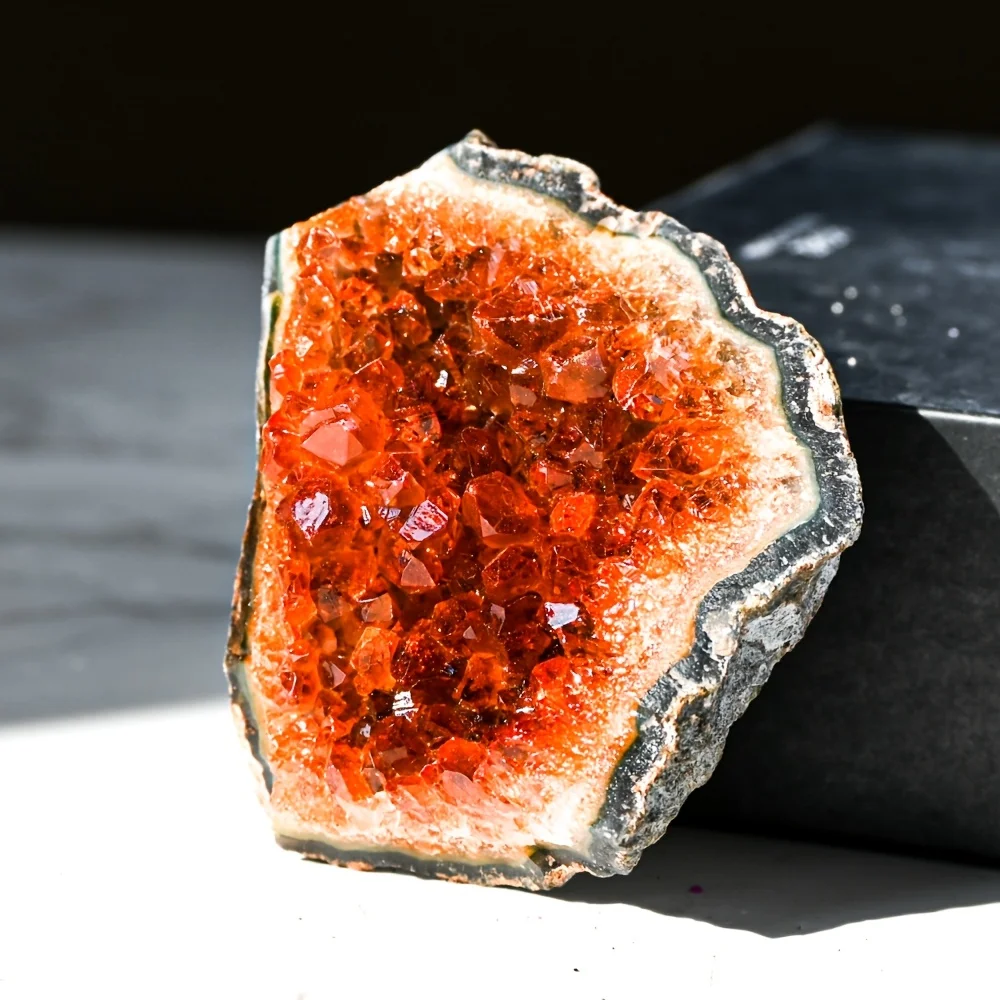1pc Natural Orange Quartz Cluster- Polished Crystal for Meditation, Reiki Chakra Balance, and Home Decor | Unique Spiritual Gift