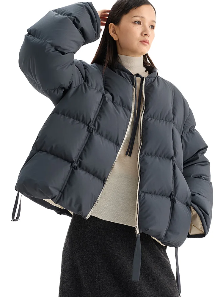 2026 Winter Short Puffer Jacket for Women, Petite Coat, White Duck Down, Thickened for Warmth