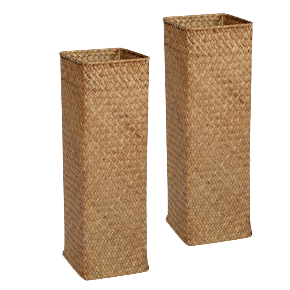 

2Pcs Farmhouse Woven Flower Vase Rustic Plant Pot Decorative Container for Home Living Room Garden Dry Flowers Artificial Plants