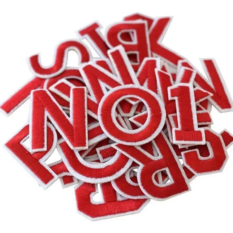 

Red Green Embroidered Patches Vintage Letter Patch A Set of 72 for Clothes Hats Socks Diy Sewing Accessories Durable Numbers