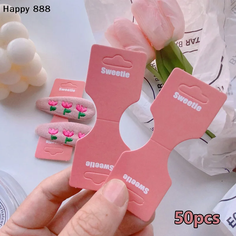 50 Pieces Of Colorful Half - Folded Cardboard Display Cards For Hair Accessories, Hair Rope Packaging, And Hanging Tags