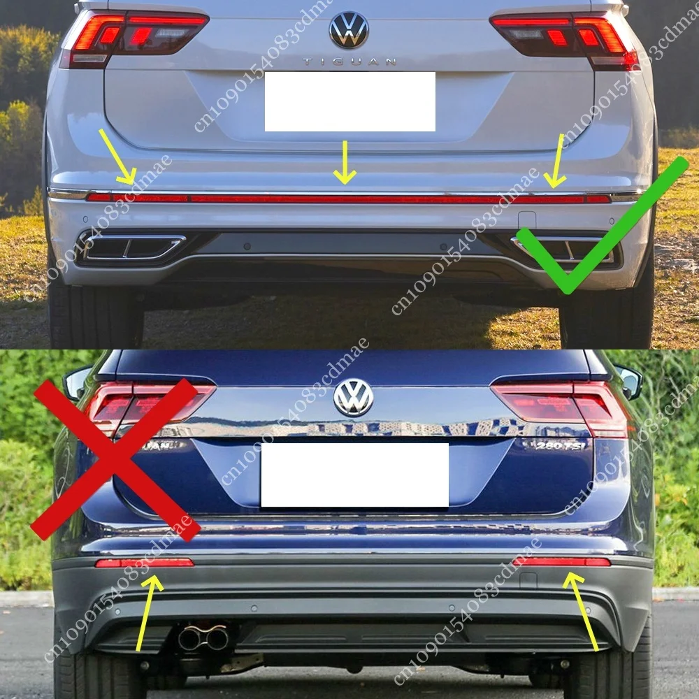 For Volkswagen Tiguan MK2 R R-LINE TSI TDI Allspace 2021-2023 4Pcs Rear Bumper Black Honeycomb Reflector Insert Cover Body Kits