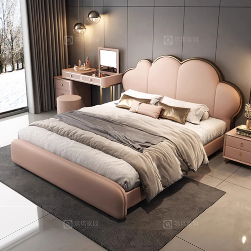تصميم النوم سرير تدليك غرفة نوم مزدوجة فاخرة سرير كلب بشري أوروبي بسيط الأميرة Letto Matrimoniale أثاث الفندق