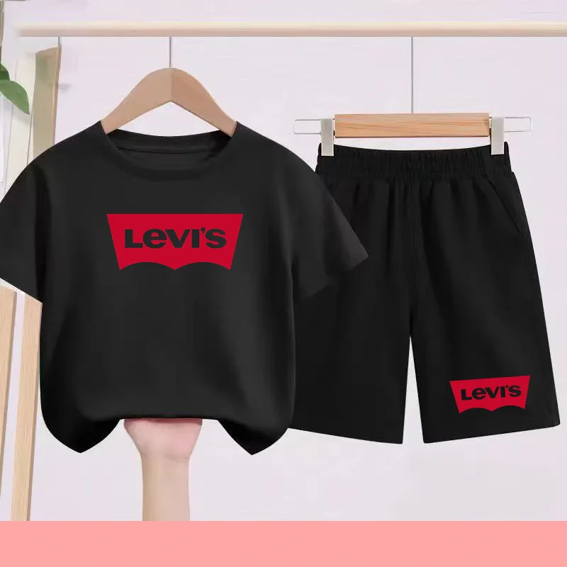 

Summer 2 Piece Set 3-12 Age Children T-Shirt Letters Casual Short Sleeve+Shorts Boy Girl Comfortable Breathable Sportswear
