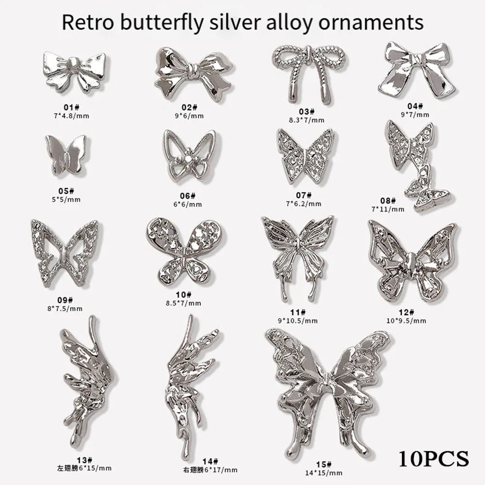 3d Alloy Butterfly For Nails Metal Rhinestone Butterflies Decoration Multi-Designs Luxury Nail Jewelry Nail Art Accessories