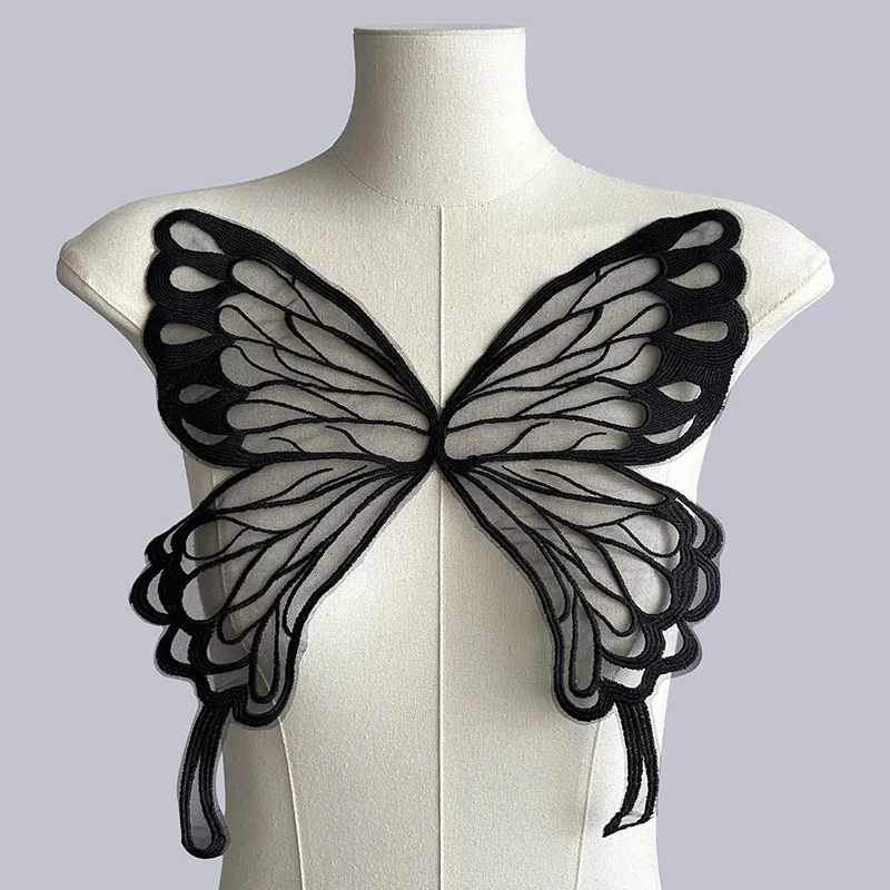 Embroidered Butterfly Tulle Mesh Applique Fake Collar Sewing Craft Butterfly Patch For DIY Clothing Wedding Dress Decoration