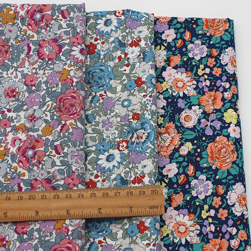 New Pure Cotton Small Floral Fabric 40s Plain Cotton Clothing Dress Shirt Fabric Summer Thin by Half Meter