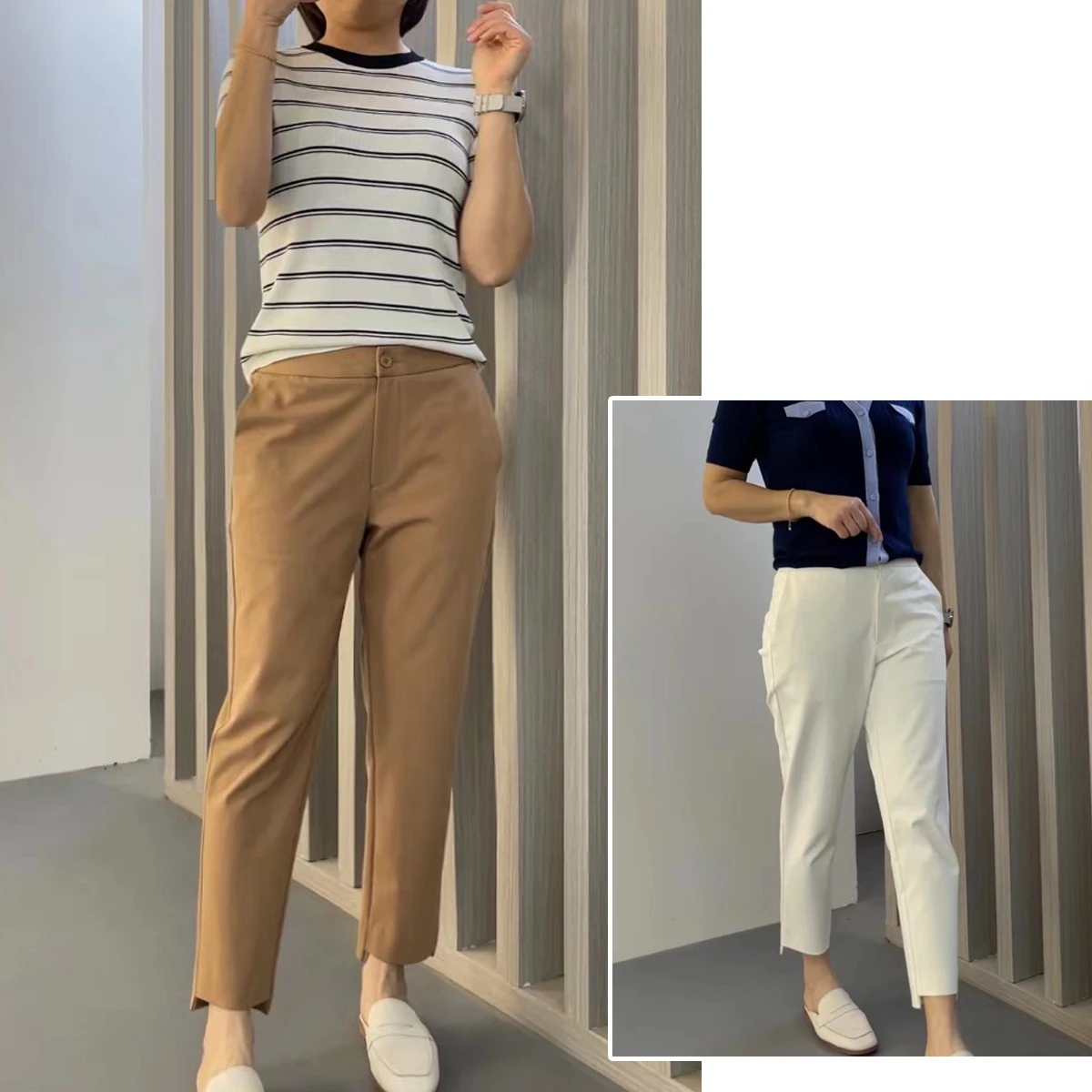 

Ele Slimming Stretch Suit Pants for Women Commute Casual Straight Leg e Tube Pants Spring Autumn Sle Ladies Trousers