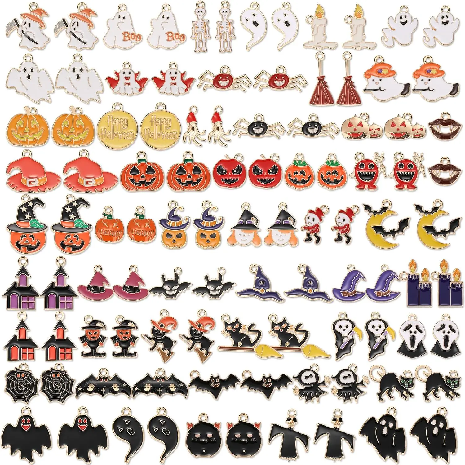 30 Stück Mini-Halloween-Anhänger aus Gold mit Emaille für Schmuckherstellung von Ohrringen, Armbändern und Halsketten – Detail 1
