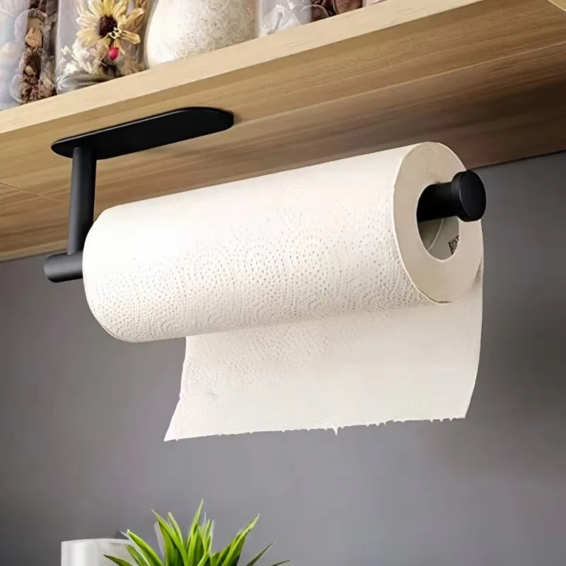 1PC Punch-Free Self-Adhesive Wall-Mounted Paper Tissue Rack Suitable Dispenser Cabinet Storage Napkin Rack Bathroom Accessories