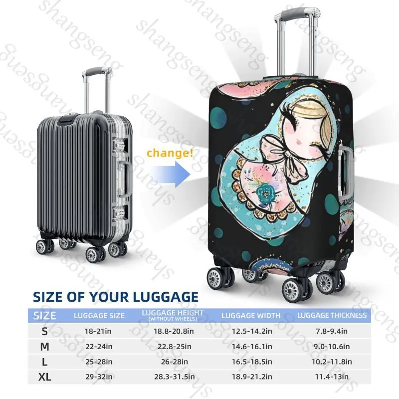 Russian nesting dolls Travel suitcase protective case, suitcase cover, elastic protection, washable Luggage cover, 18-32 in