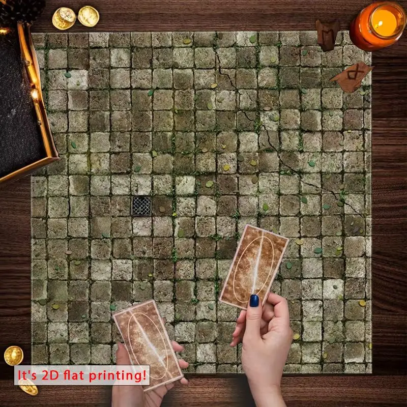 VIKAMA Moss Stone Brick Grid Chess Map Tablecloth Altar Divination Spiritual Meditation Table Layout