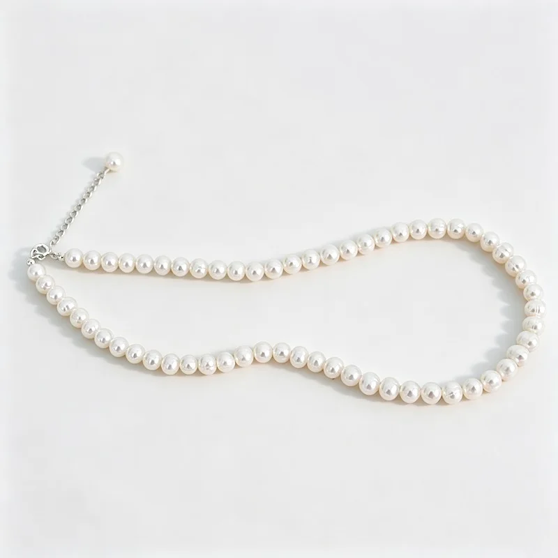 Großhandel 6–7 mm Süßwasserperlen-Halskette aus 925er-Sterlingsilber, Halsketten für Damen, Schmuck, Geschenk – Detail 2