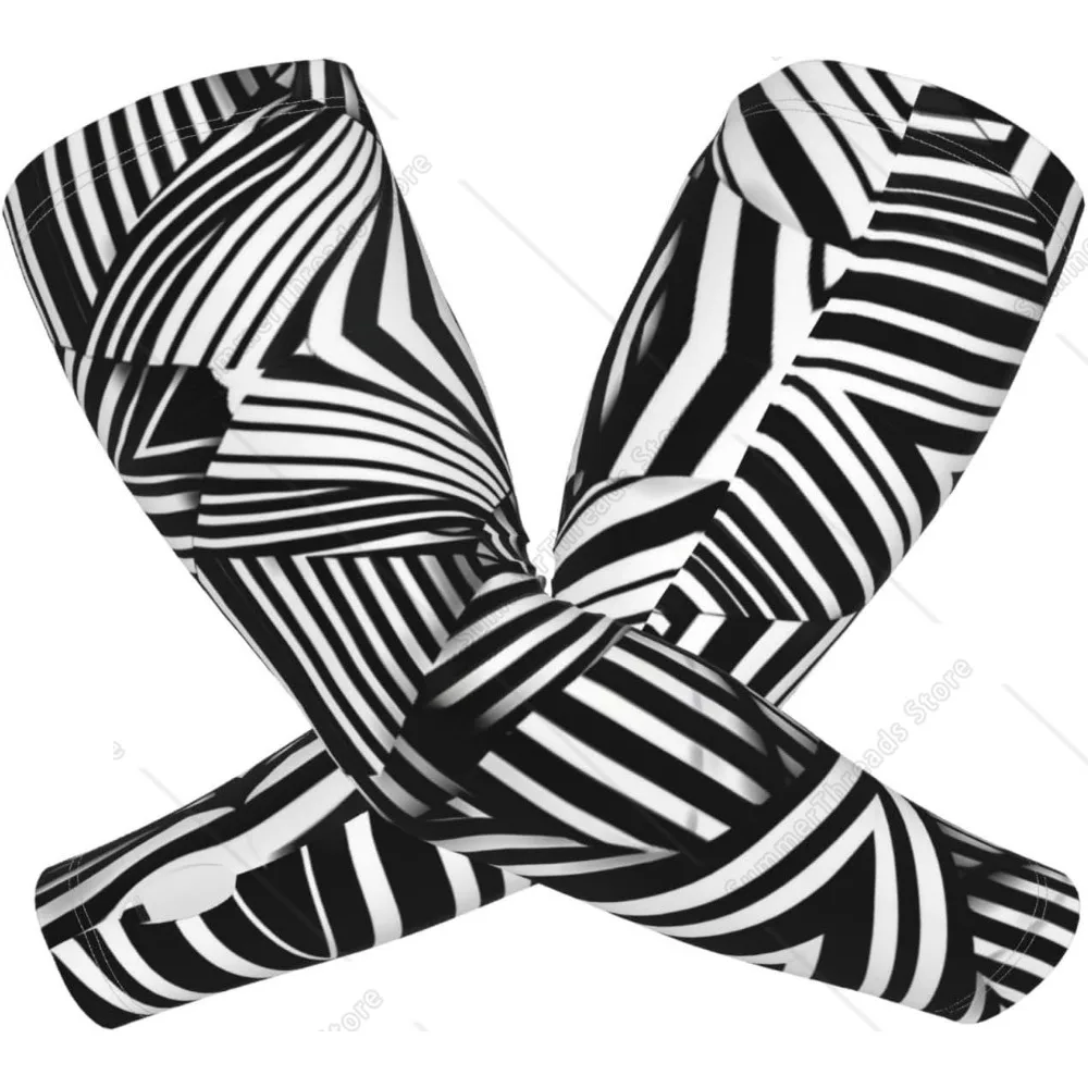 Mangas de líneas geométricas blancas y negras para hombres y mujeres, mangas para cubrir las mangas de los brazos