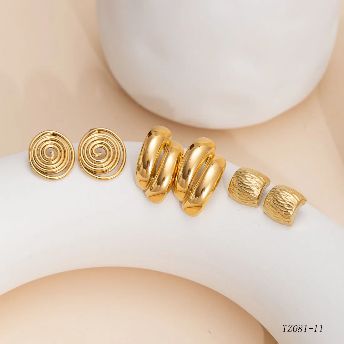 Minimalist New Arrival Fashion Jewelry Stainless Steel Chunky Earring Water Drop Hollow Out Minimal Chubby Earrings