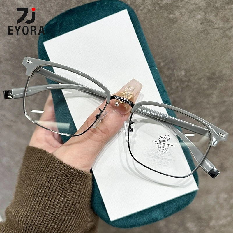 

EYORA Oversize Frame Reading Glasses for Women Square Anti Blue Light Photochromic Glasses Optical Lenses with Prescription