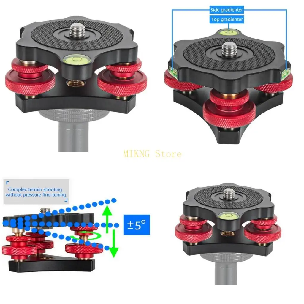 

Выравниватель штатива для фотосъемки Трехколесное выравнивающее основание со встроенными 3 пузырьковыми уровнями, лучшая