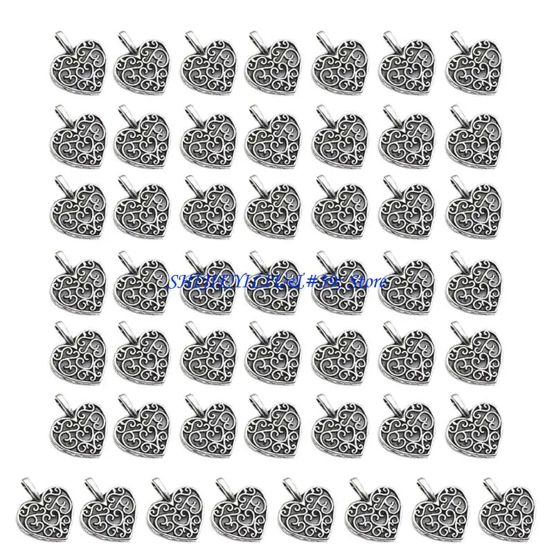 

E21F элегантный универсальный ретро кулон в форме сердца из сплава для аксессуаров ручной работы, брелок, украшения и подарков