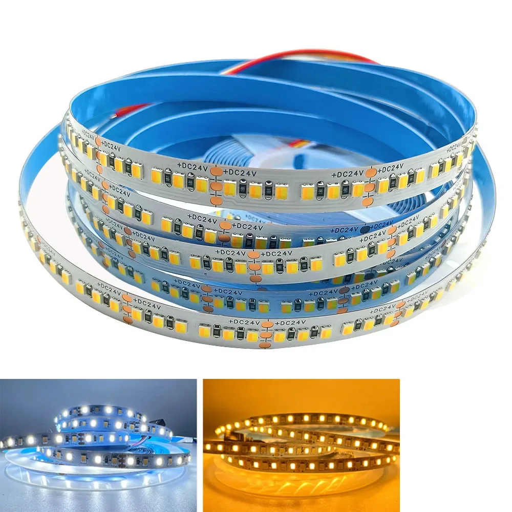 

2835 CCT 2 in 1 LED Strip 10MM 180LED/M Dual Color Warm White & White LED Tape 5V 12V 24V DC led flexible light strip