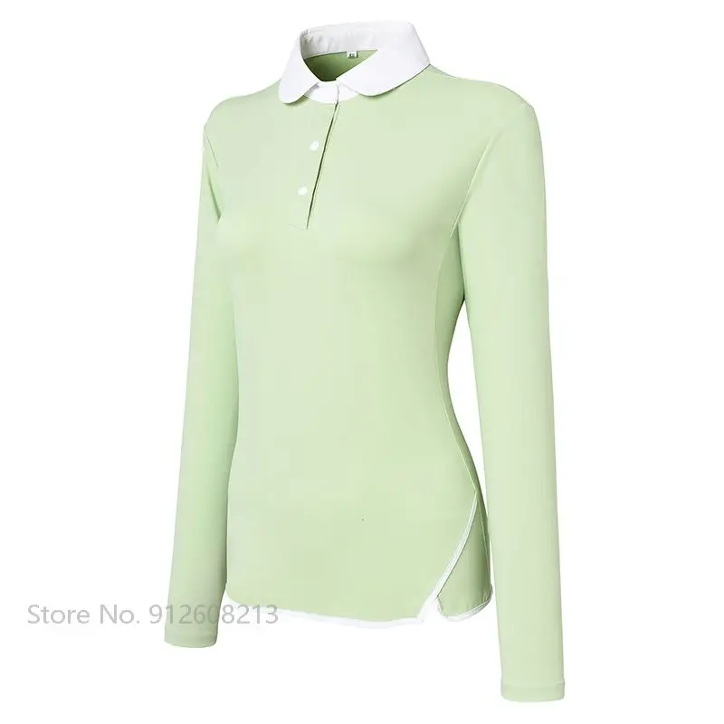 Women Long-sleeved Breathable Golf Shirts Ladies Elastic Golf Sports Polo T-shirt Quick-dry Training Jersey Anti-sweat Tops