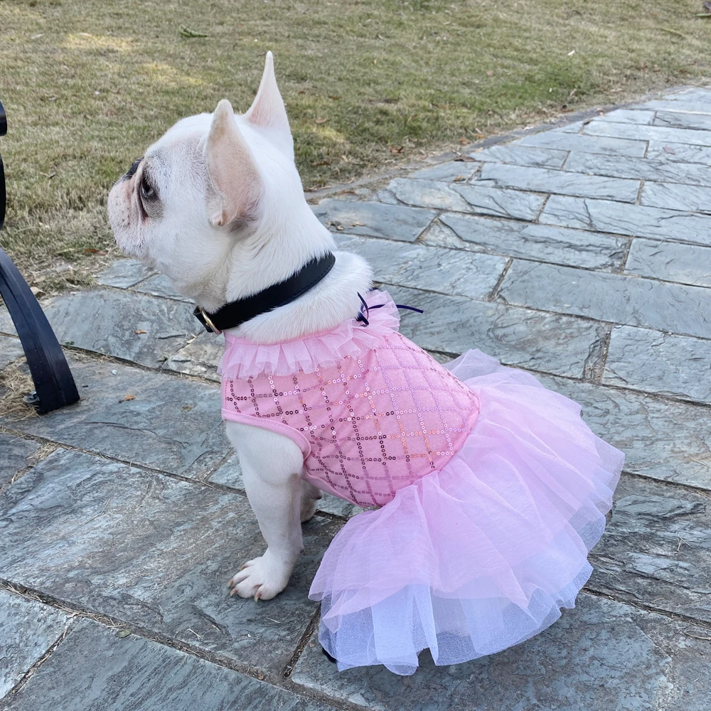 Small Dog Dress Pet Tutu Dress with Sequin Bows Princess Skirt Puppy Dog Clothes Chihuahua York Terrier Wedding Birthday Costume