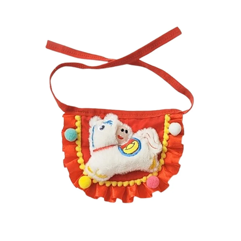 

Chinese Style New Year Cat Collar Cartoon Horse Pattern Dog Scarf Adjustable Comfortable Cat Clothes New Year Celebration