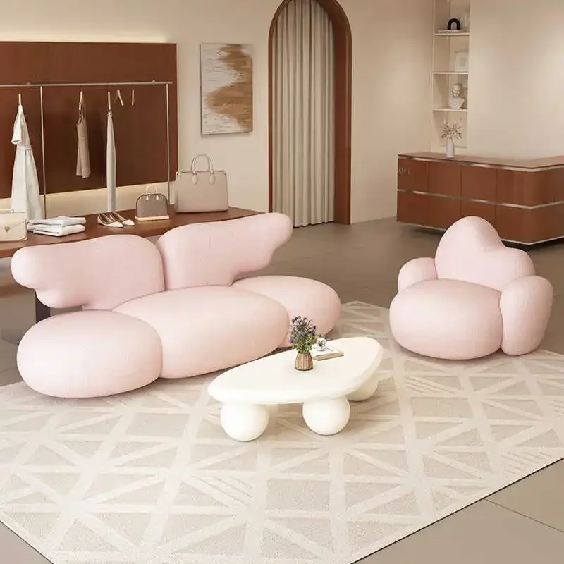 

Designer Cloud Living Room Sofa French Cream Style Simple Modern Creative Couch Beauty Salon Relax Divano Letto Home Furniture