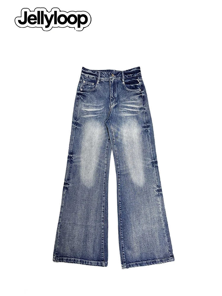 

2025 Autumn Winter Women's Vintage Blue Denim Pants Japanese Y2K Baggy Wide Fit Jeans Harajuku Cowboy Streetwear High Quality