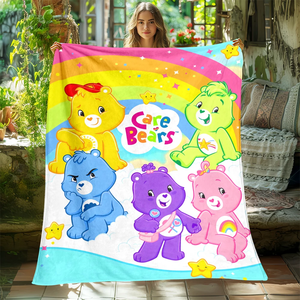 Cute Bears Cartoon soft Blanket, Used for Sofa, Bedroom, Travel, Camping, Livingroom, Office, Couch,Chair,Home,girl's Gift