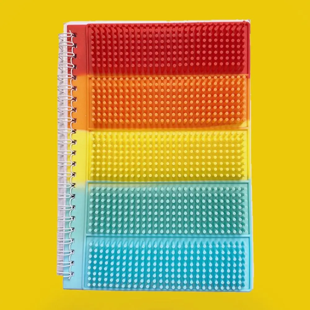 Cahier de décompression en silicone arc-en-ciel coloré pour enfants, bloc-notes à bobine tactile confortable, couverture souple, fournitures de bureau, cadeau A5